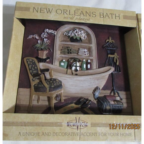 Winterle Olson 3D set of 2 bathroom plaques footed tub vanity sink new Orleans - Picture 2 of 9